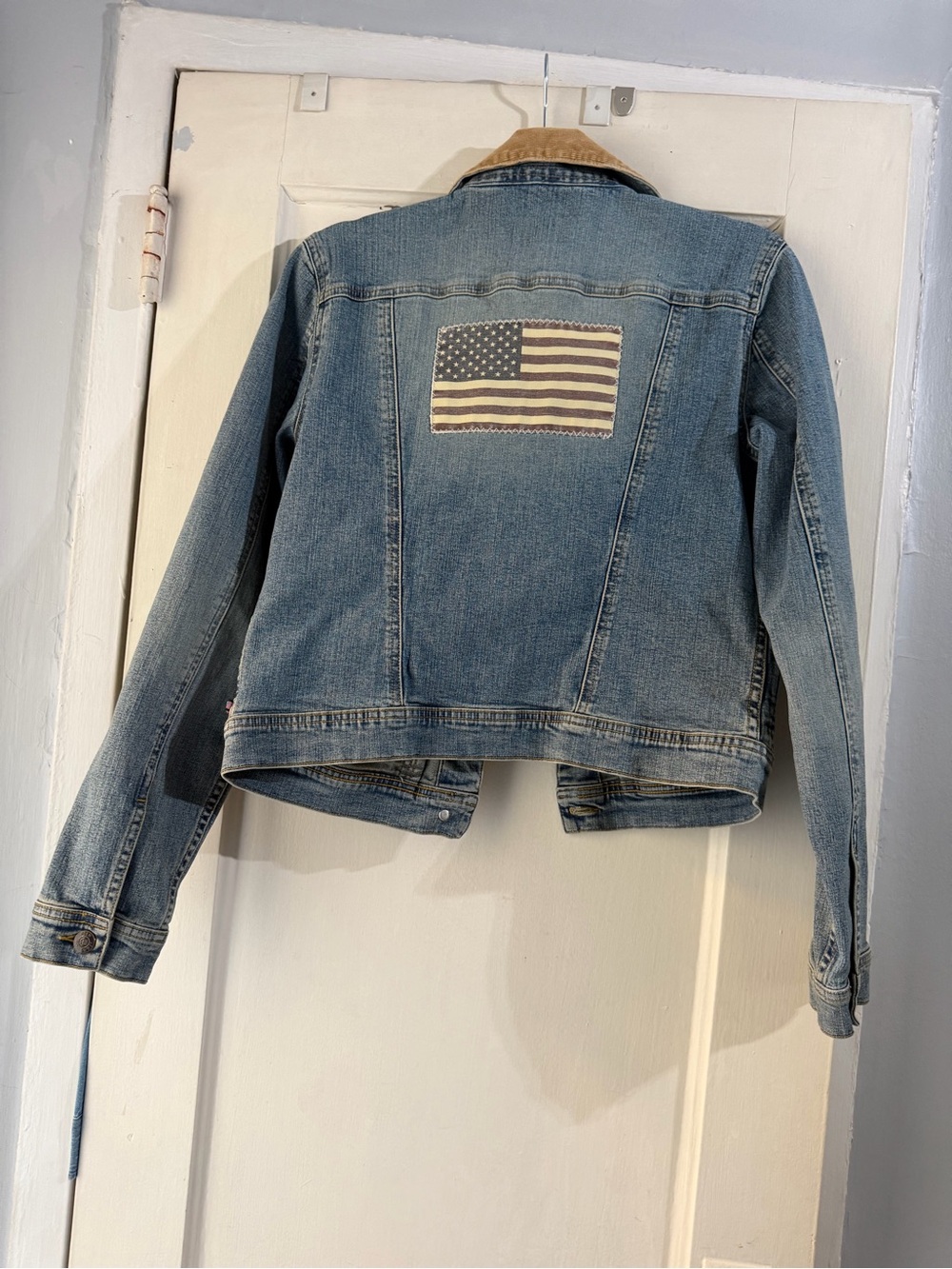 Polo Ralph Lauren 90s Classic Denim Jacket American Flag Corduroy L - Picture 7 of 10